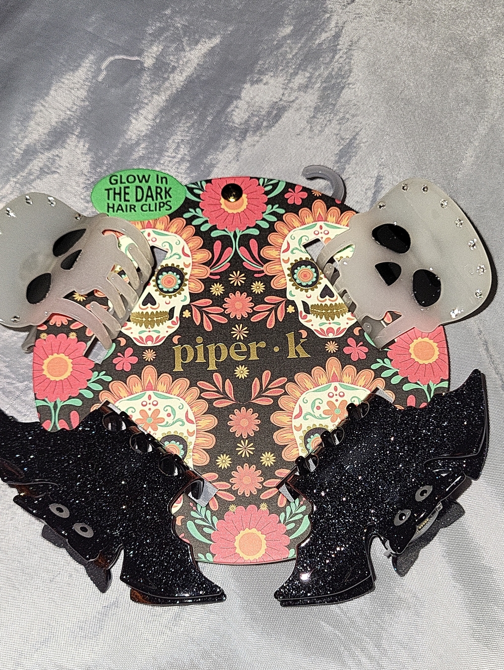 Piper K Skull and Bat Hair Clips